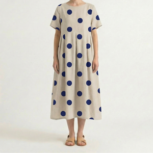 Bloomara - Oversized Floral Print Maxi Dress Cream