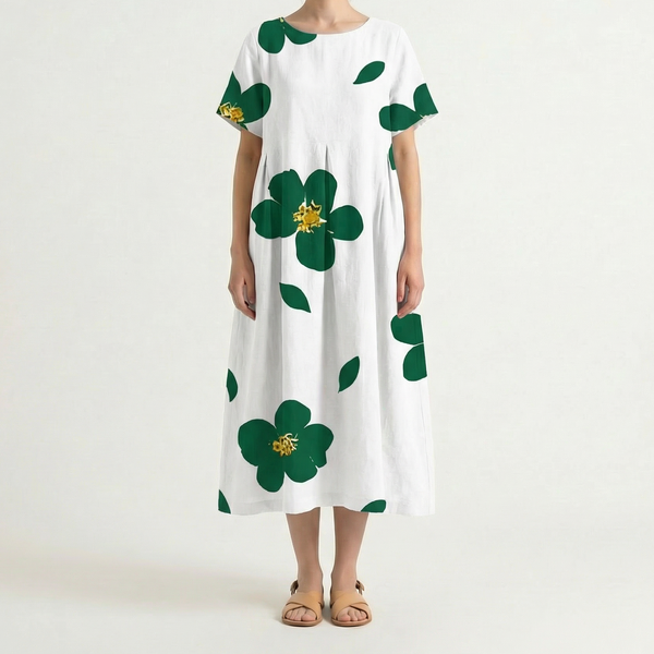 Bloomara - Oversized Floral Print Maxi Dress White