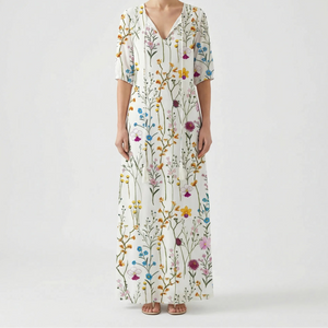 Bohemique - Floral Print Bohemian Maxi Dress Multicolor