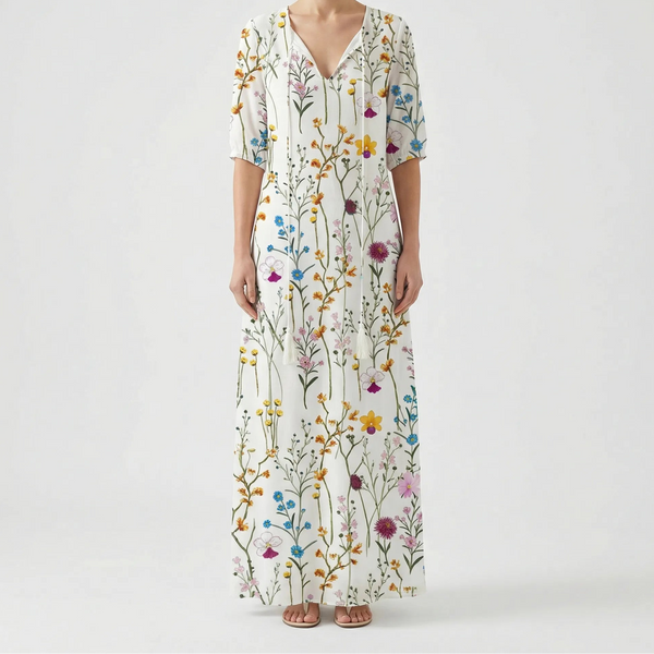 Bohemique - Floral Print Bohemian Maxi Dress Multicolor