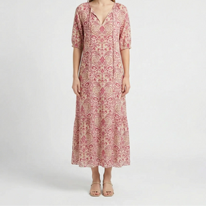 Bohemique - Floral Print Bohemian Maxi Dress Pink