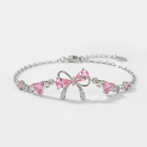Bowvelle - Delicate Bow Charm Chain Bracelet Silver