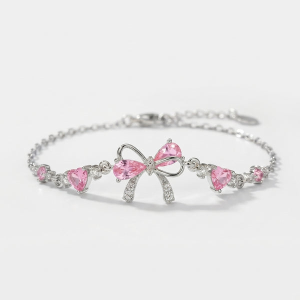 Bowvelle - Delicate Bow Charm Chain Bracelet Silver