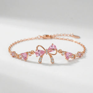 Bowvelle - Delicate Bow Charm Chain Bracelet Rose Gold