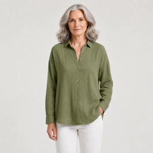 Breevia - Relaxed Button-Down Women's Shirt Green
