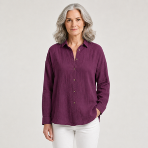 Breevia - Relaxed Button-Down Women's Shirt Purple