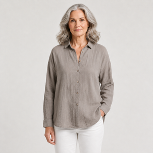 Breevia - Relaxed Button-Down Women's Shirt Gray