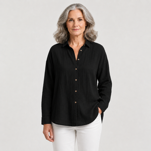 Breevia - Relaxed Button-Down Women's Shirt Black