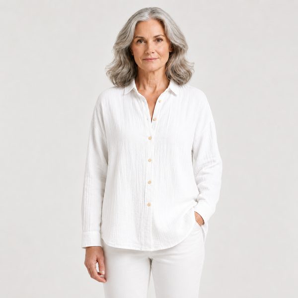 Breevia - Relaxed Button-Down Women's Shirt White