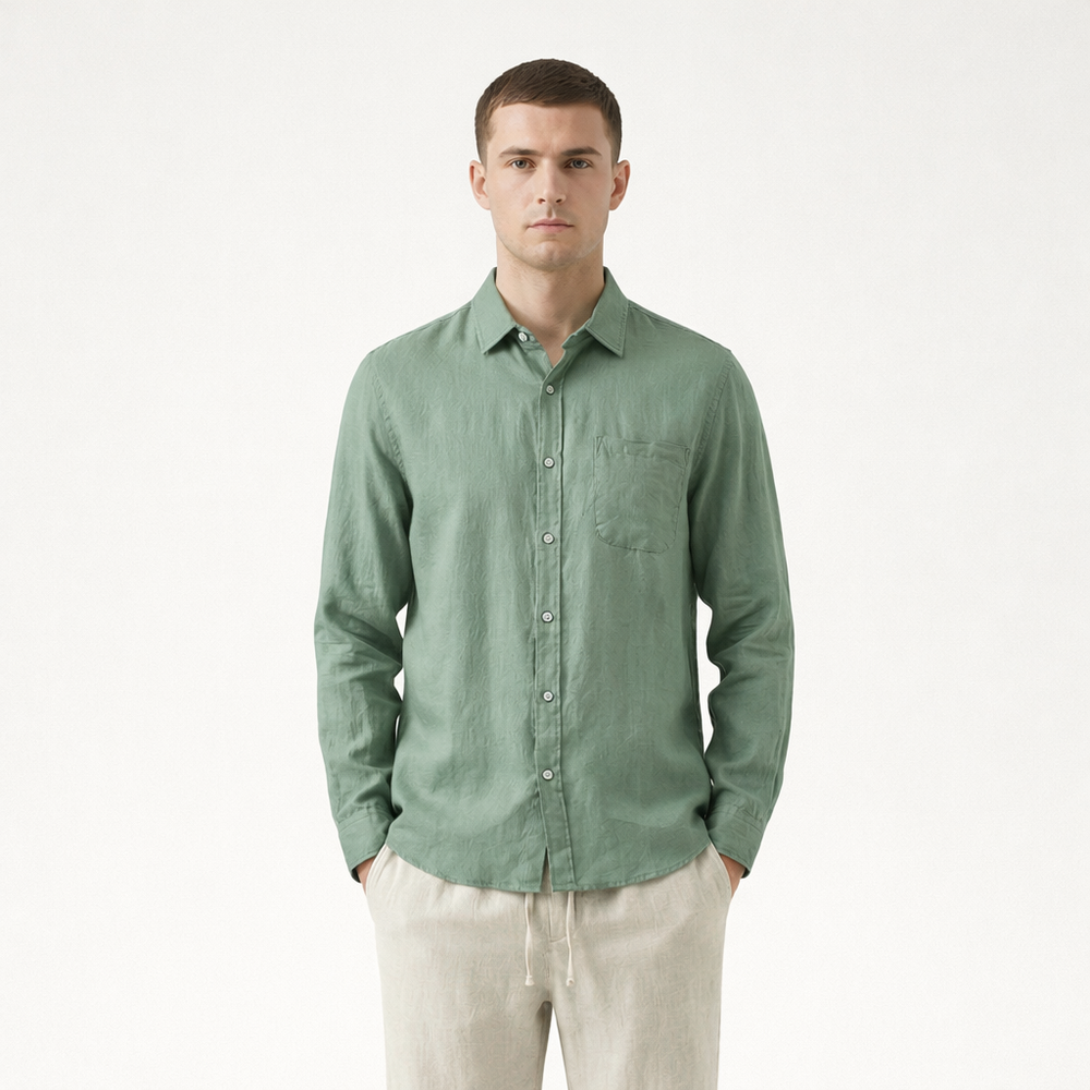 Breezaro - Breathable Button-Up Shirt And Drawstring Pants Set
