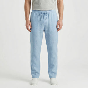Breezlo - Lightweight Drawstring Casual Pants Light Blue