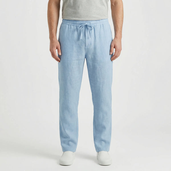 Breezlo - Lightweight Drawstring Casual Pants Light Blue