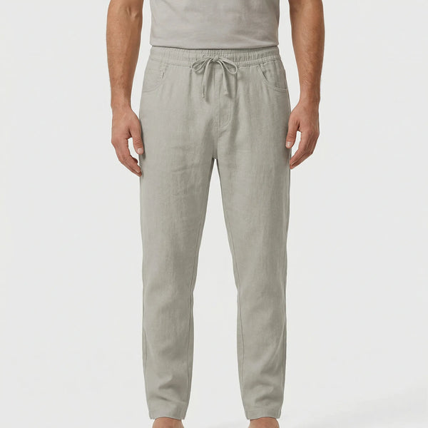 Breezlo - Lightweight Drawstring Casual Pants Light Gray