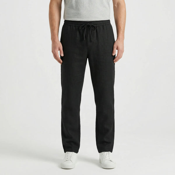 Breezlo - Lightweight Drawstring Casual Pants Black
