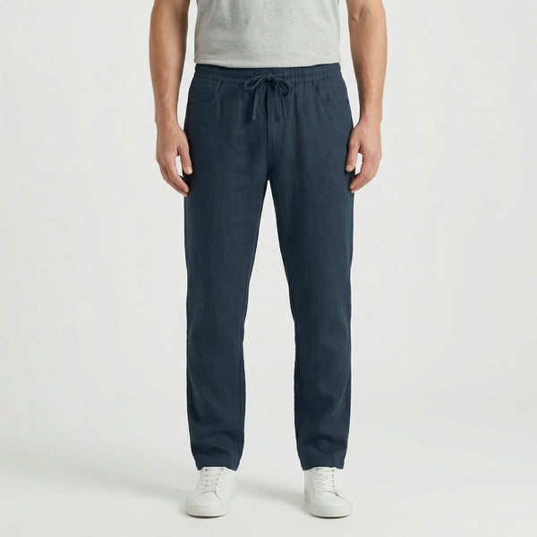 Breezlo - Lightweight Drawstring Casual Pants Dark Blue