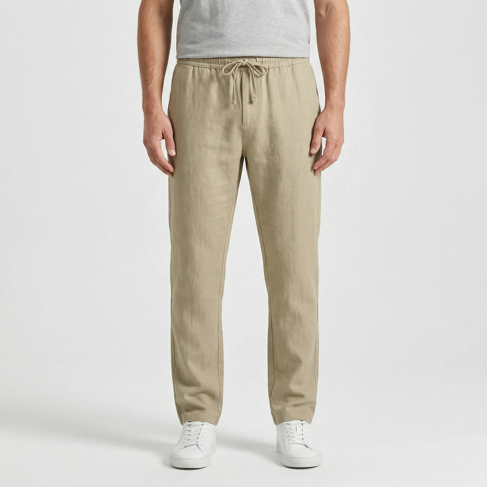 Breezlo - Lightweight Drawstring Casual Pants Khaki
