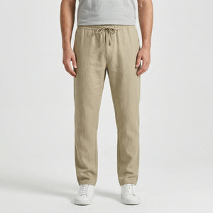 Breezlo - Lightweight Drawstring Casual Pants Khaki