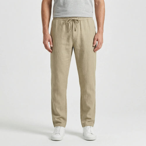 Breezlo - Lightweight Drawstring Casual Pants Khaki