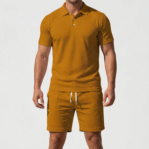Brevado - Matching Polo Shirt And Shorts Set Khaki