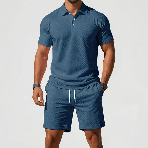 Brevado - Matching Polo Shirt And Shorts Set Blue