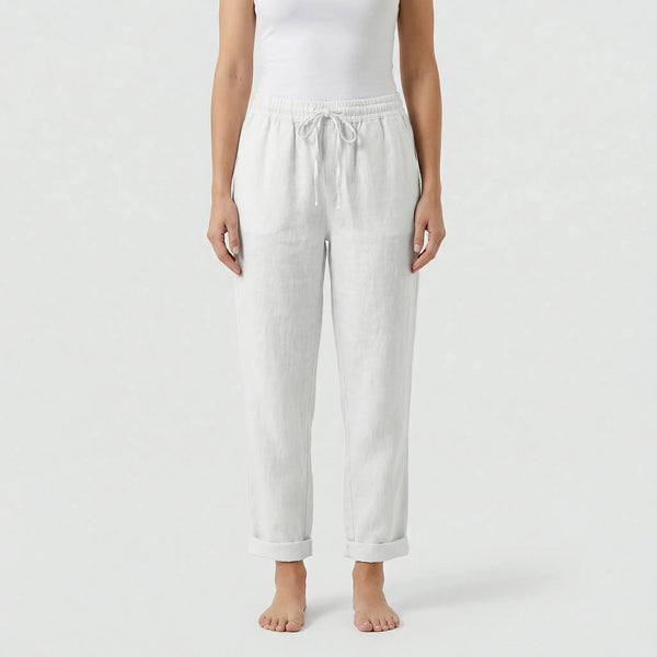 Brezara - High-Waist Drawstring Relaxed Pants White