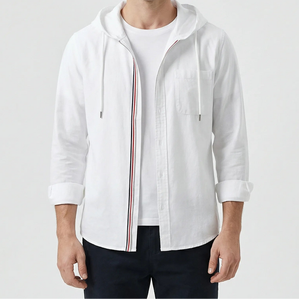 Brezivo - Relaxed Fit Hooded Zip Jacket White