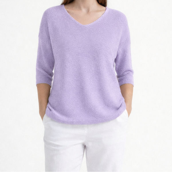 Brezlyn - Loose Fit V-Neck Women's Top Purple