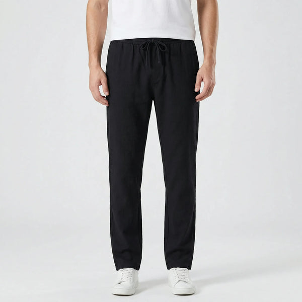 Brezoro - Lightweight Drawstring Casual Pants Black