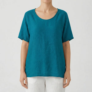 Brezzia - Loose Fit V-Neck Women's Blouse Teal