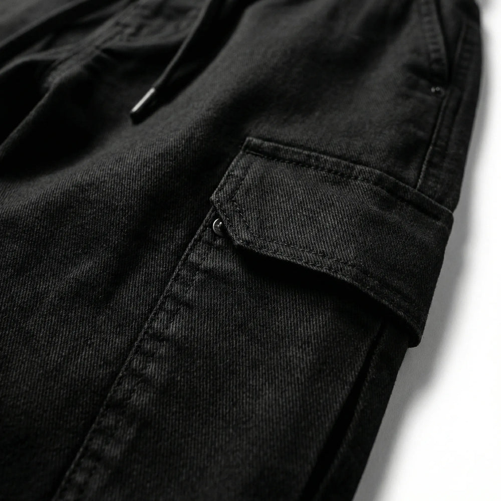Cargova - Slim Tapered Cargo Jogger Pants Black