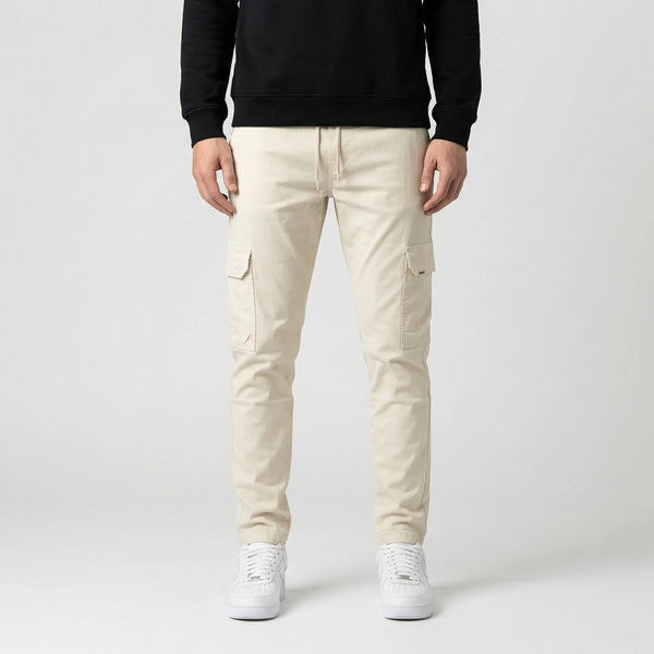 Cargova - Slim Tapered Cargo Jogger Pants Beige