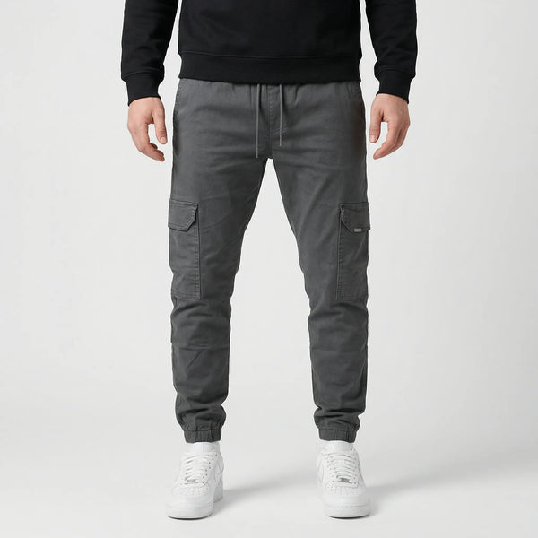 Cargova - Slim Tapered Cargo Jogger Pants Gray