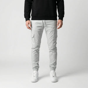 Cargova - Slim Tapered Cargo Jogger Pants Light Gray