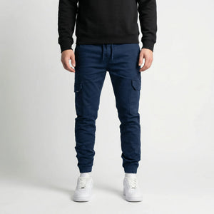 Cargova - Slim Tapered Cargo Jogger Pants Navy Blue