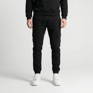 Cargova - Slim Tapered Cargo Jogger Pants Black