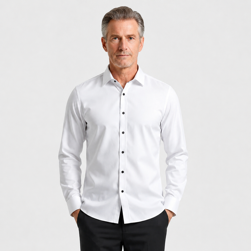 Slimvero - Slim Fit Long Sleeve Dress Shirt White