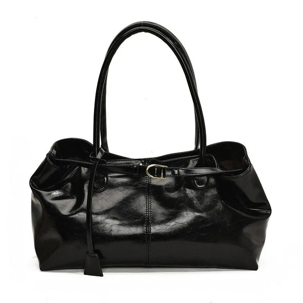 Clareta - Large Capacity Vintage Shoulder Tote Black A