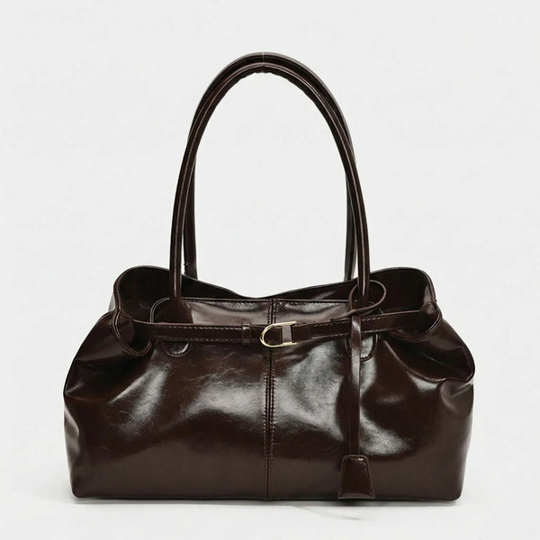 Clareta - Large Capacity Vintage Shoulder Tote Coffee A