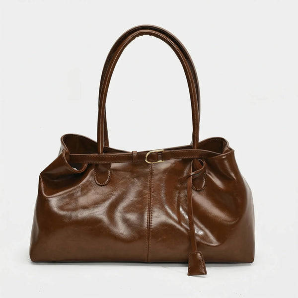 Clareta - Large Capacity Vintage Shoulder Tote Brown A