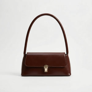 Clariva - Retro Underarm Baguette Handbag Dark Brown