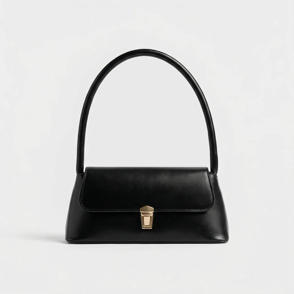 Clariva - Retro Underarm Baguette Handbag Black