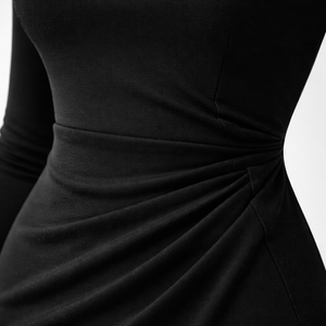 Clarvelle - Fitted Ruched Waist Midi Dress
