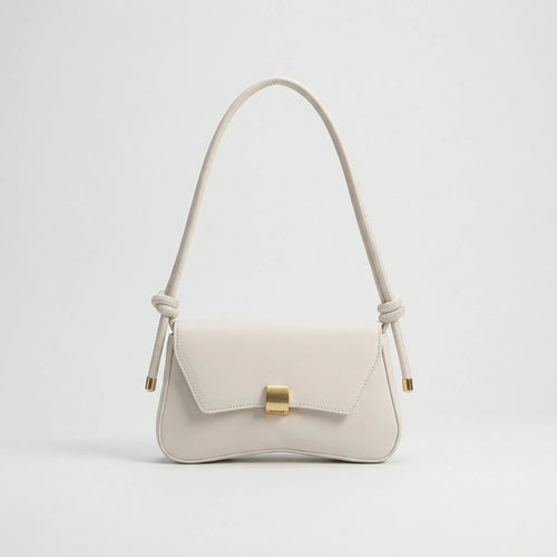 Claspette - Compact Flap-Closure Baguette Bag White