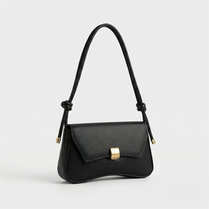 Claspette - Compact Flap-Closure Baguette Bag Black
