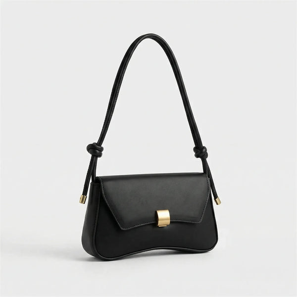 Claspette - Compact Flap-Closure Baguette Bag Black