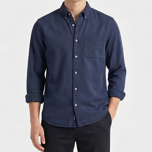 Driftlow - Long Sleeve Button-Down Men's Shirt Navy