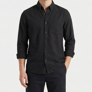Driftlow - Long Sleeve Button-Down Men's Shirt Black