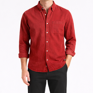 Driftlow - Long Sleeve Button-Down Men's Shirt Red