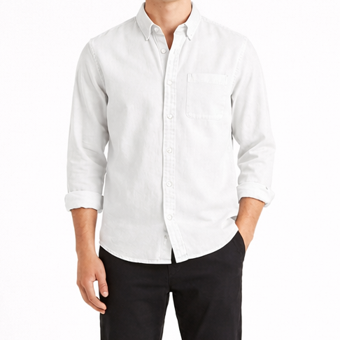 Driftlow - Long Sleeve Button-Down Men's Shirt White
