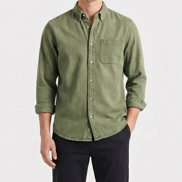 Driftlow - Long Sleeve Button-Down Men's Shirt Green